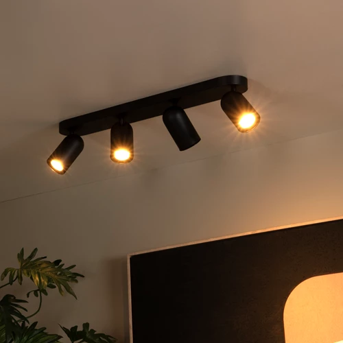 Lucide PUNCH - Spot plafond - 4xGU10 - Noir - ambiance 1